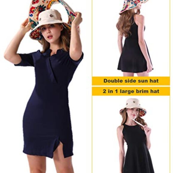 Reversible UPF 50+ Floppy Sun Hat Packable Travel Beach Bucket Hat main image 5